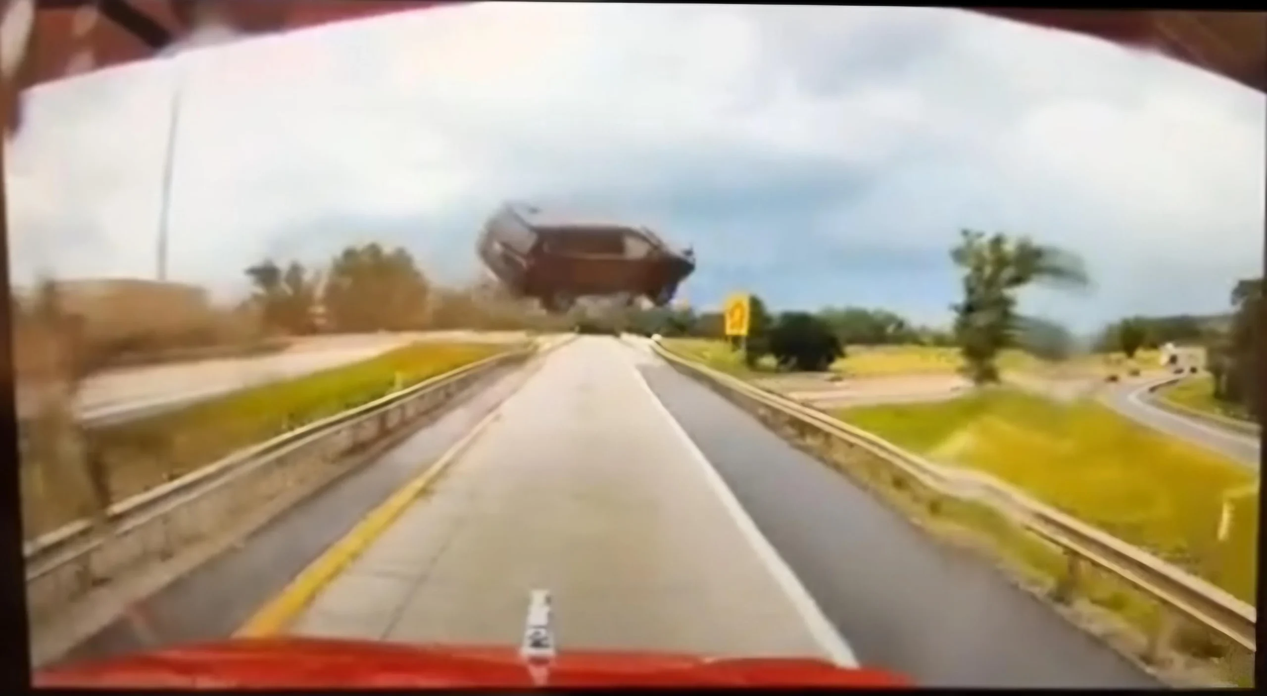 Dash cam catches airborne SUV flying across Michigan interstate