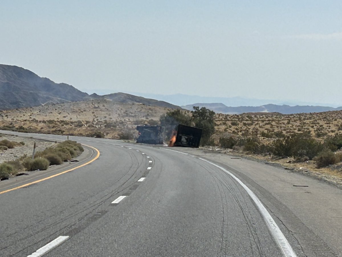 I-15 shut down until further notice for truck fire sparked by load of lithium batteries