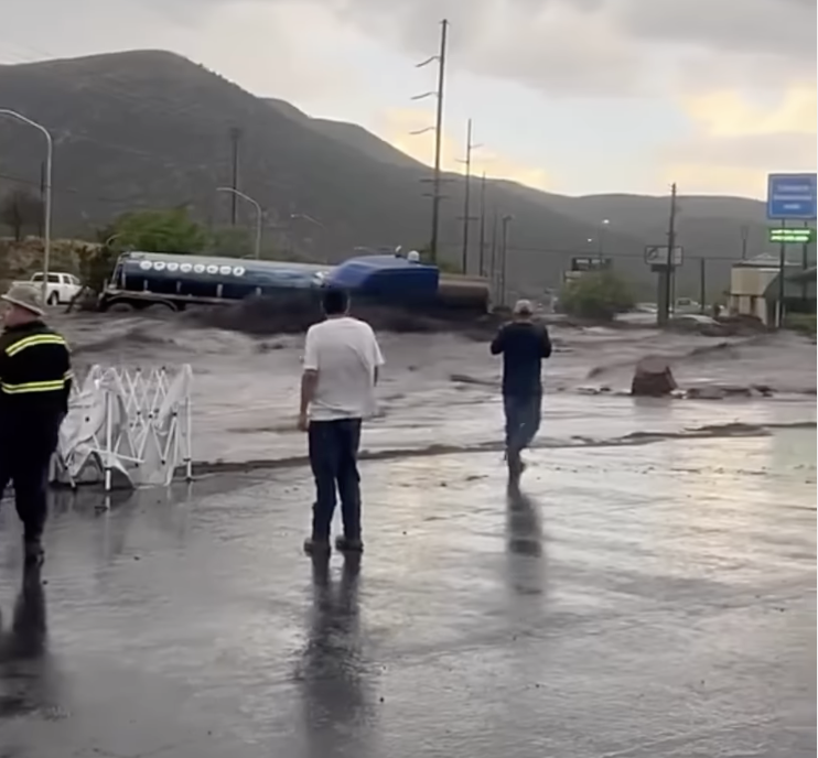 Video shows tanker truck swept up by floodwaters in New Mexico