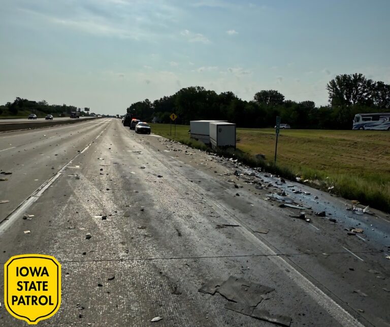 Two hospitalized after four semi truck collision on I-80 in Iowa