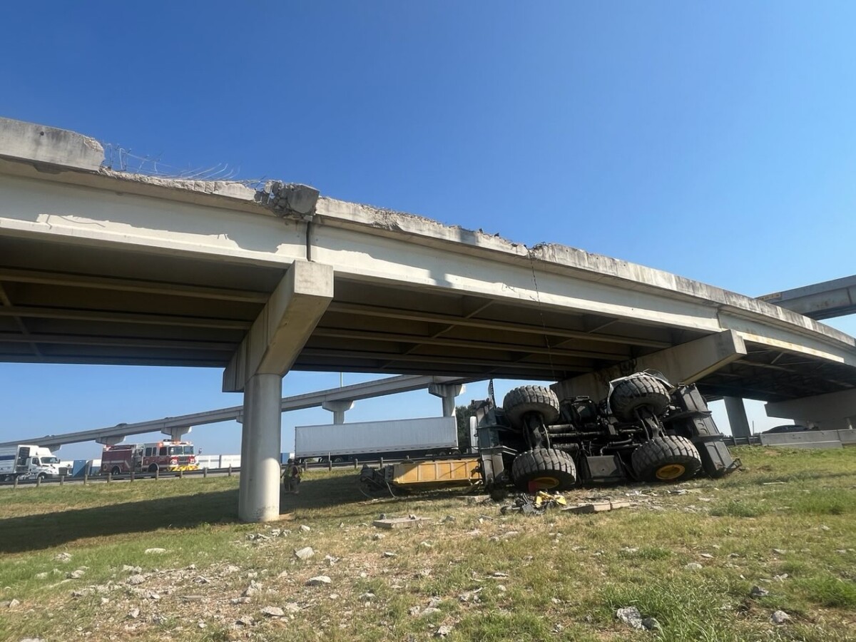 Truck loses crane load off I-20 ramp in Arlington