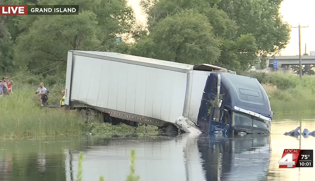 Driver found dead in cab after veering into small lake