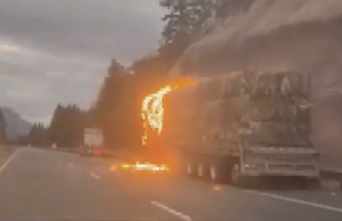 Forest fire caused by semi truck wreck shuts down WB I-84 for “most of Wednesday”