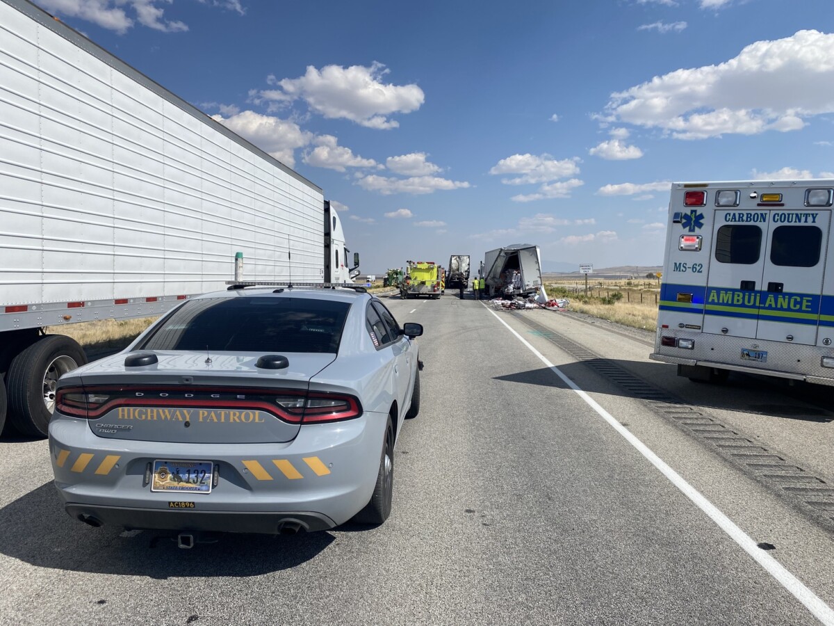 Big rig struck second semi parked on I-80 shoulder, killing one, Wyoming troopers say