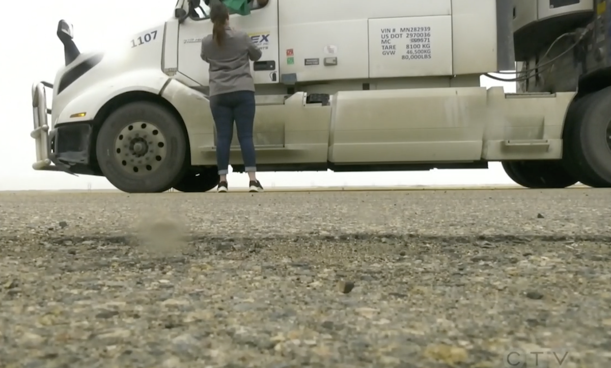 Truckers gifted free burgers at weigh station during Canada trucker appreciation week