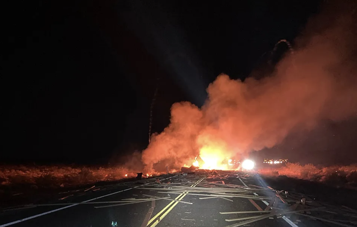 US 95 to be closed all day for lithium battery truck fire