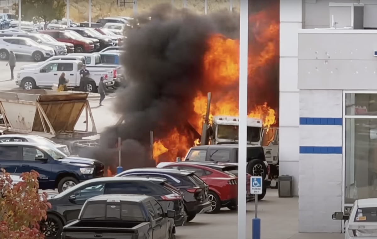 Video takes a deep dive into runaway gravel hauler hitting dozens of vehicles before exploding at car dealership