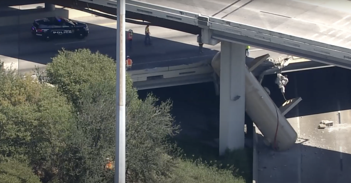 Truck lost load off I-610 overpass in Houston