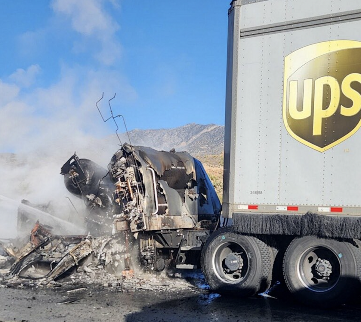 CNG-powered big rig severely damaged by fire on I-15 in California