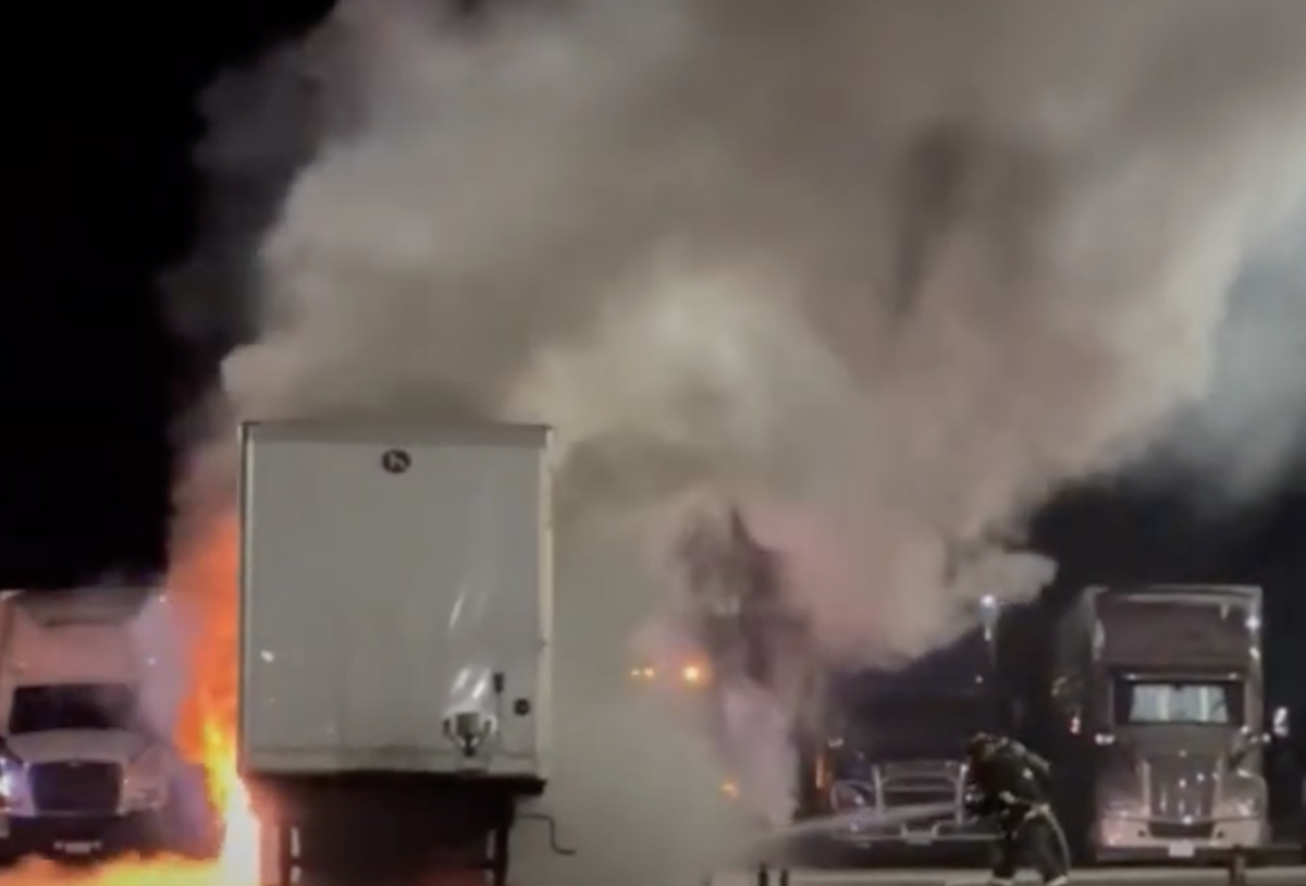 Hazmat team called to truck stop fire over lithium ion battery concerns