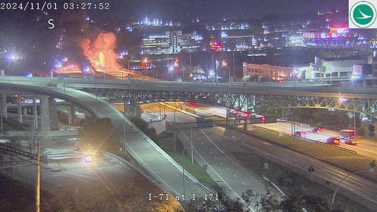 Massive bridge fire shuts down both directions of I-471 between Ohio and Kentucky