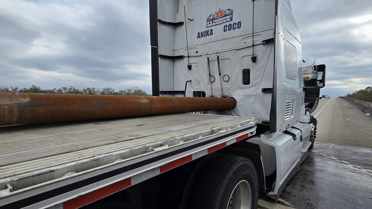 Sudden stop sends pipes through semi’s cab into engine, Louisiana firefighters say