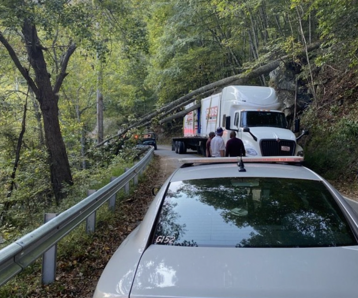 Over 100 tickets issued yesterday to semi drivers on non-truck routes at Tennessee/North Carolina border