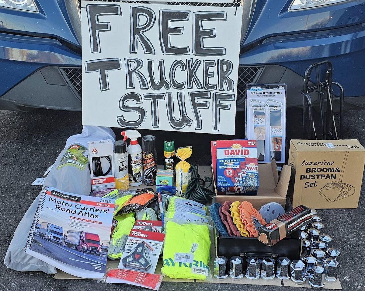 Trucker hands out all of his gear to drivers in need before final trip home