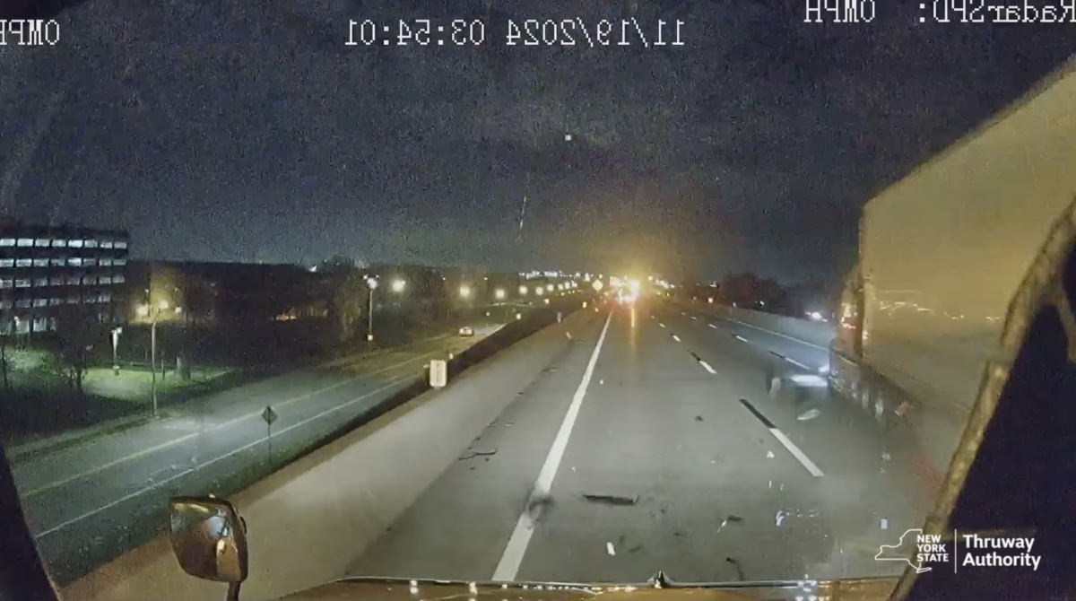 Dash cam shows big rig striking attenuator truck on New York State Thruway