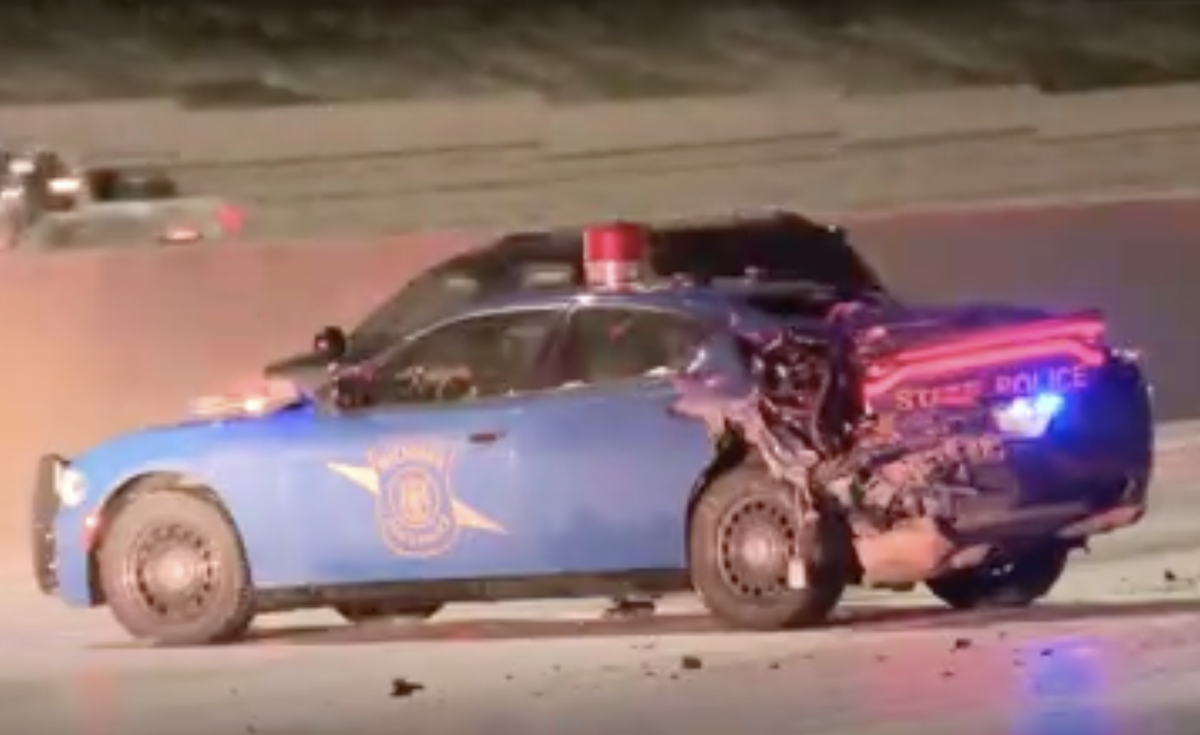 Driver trying to bypass traffic arrested after crashing into police cruisers