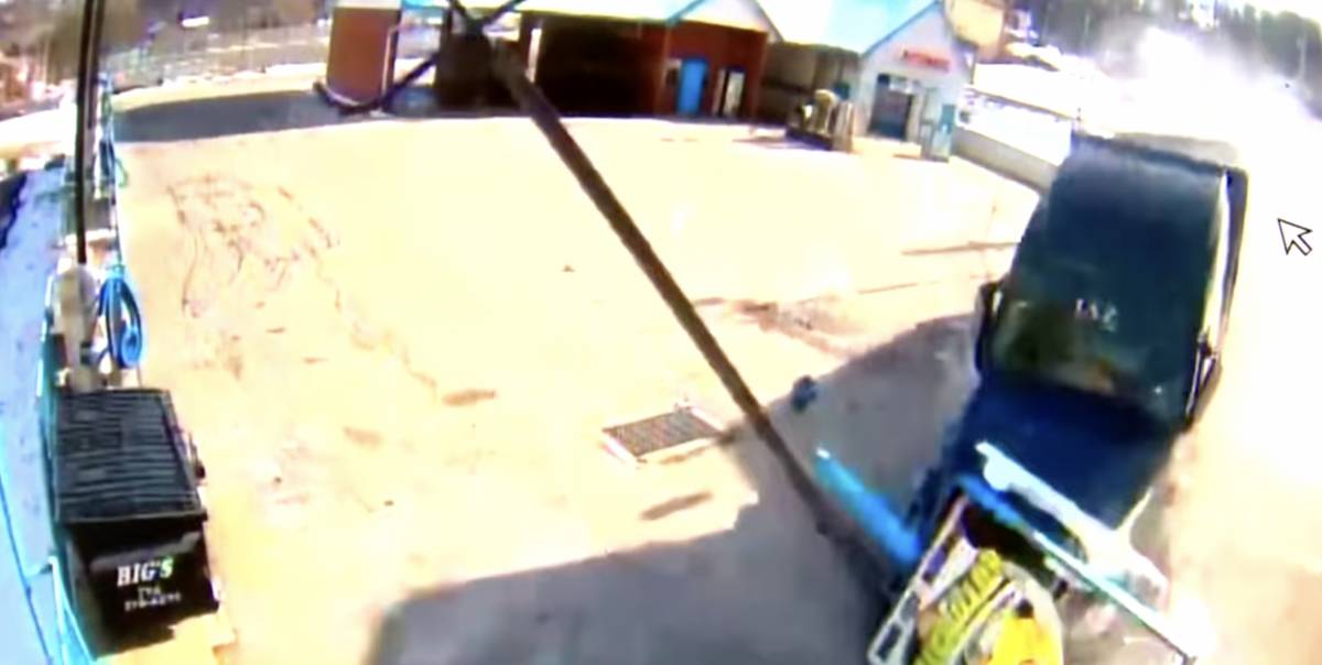 VIDEO: Suspected brake failure sends big rig toppling near car wash in Pennsylvania