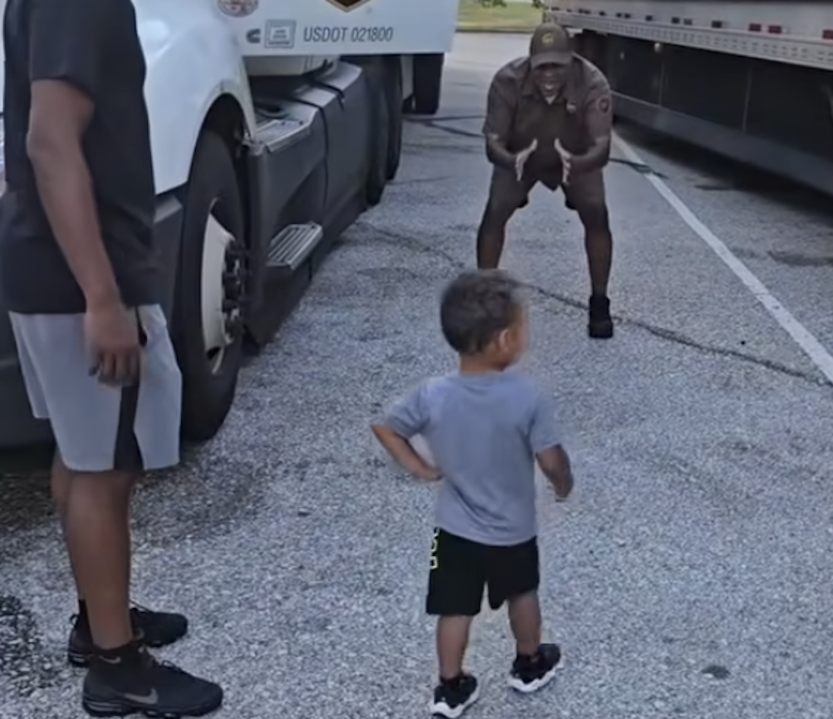 UPS trucker and grandson love the truck, but are both excited for his retirement