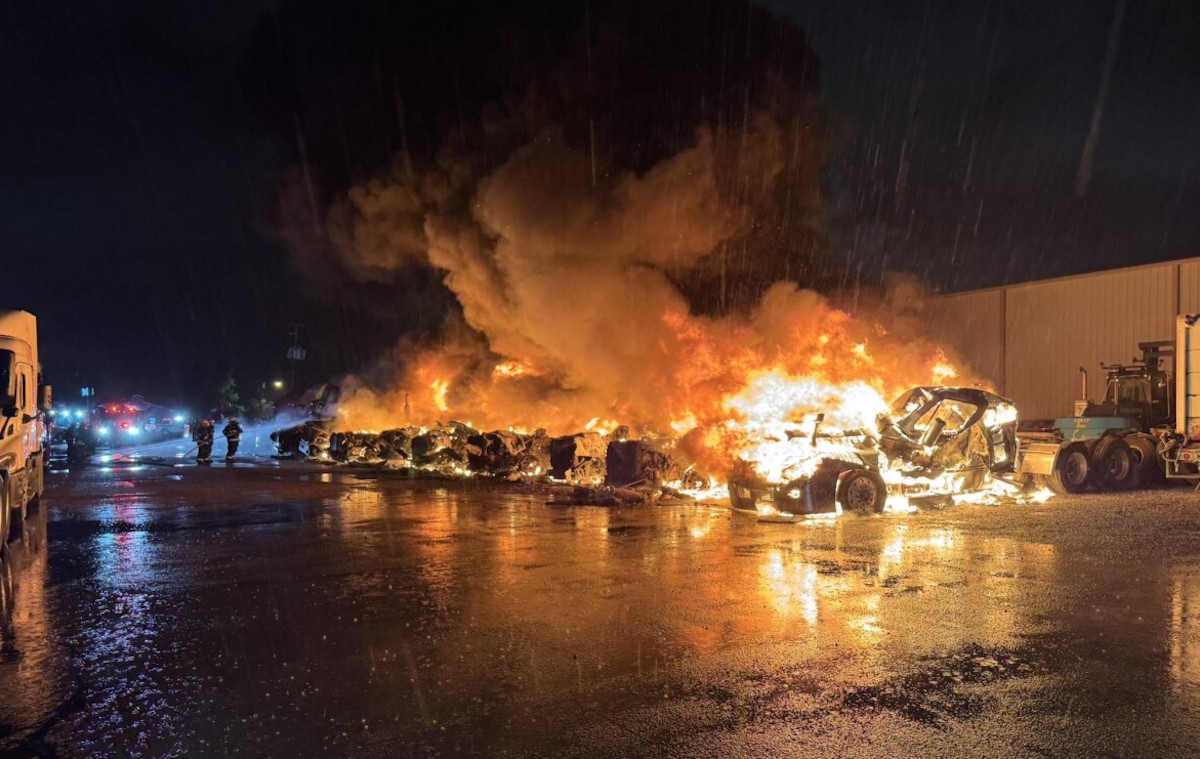 Cause of fire that decimated 10 semi trucks still unknown but definitely wasn’t lightning, Fire Chief says