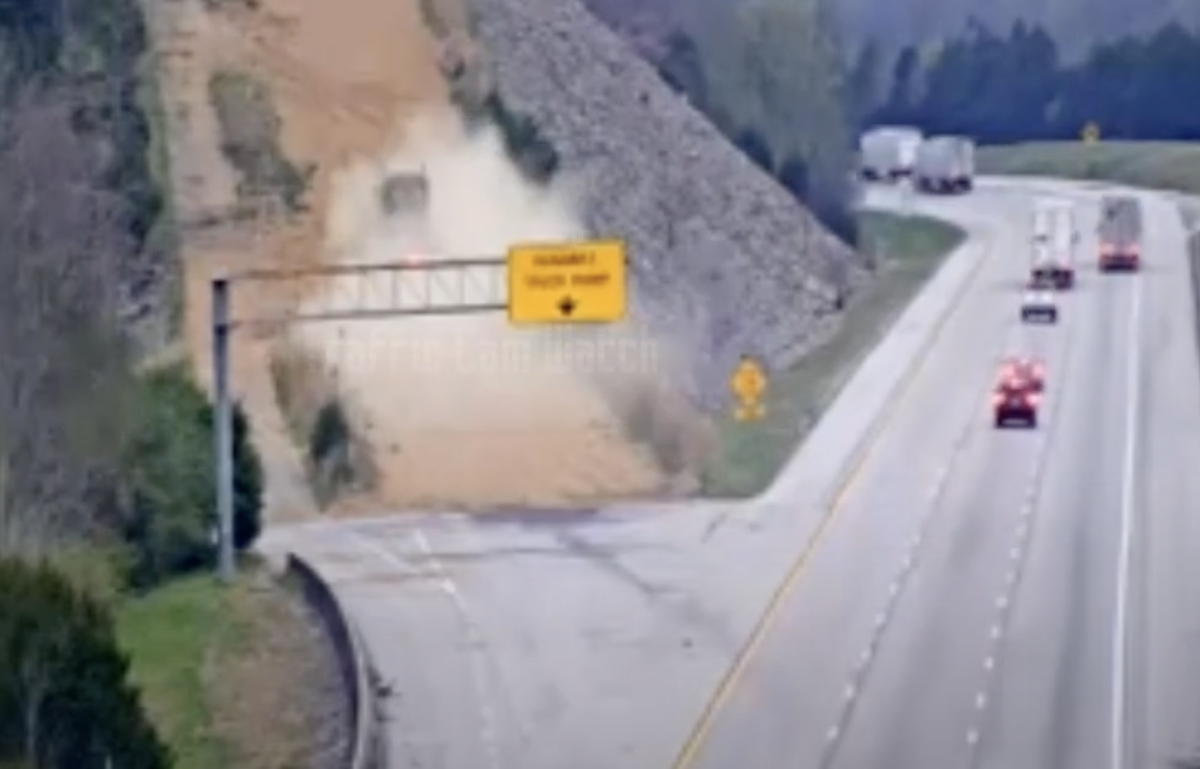 Traffic Cam catches full year of trucks taking infamous Marion TN runaway ramp on I-24