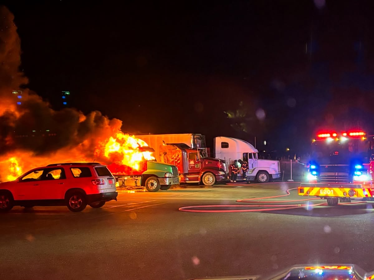 Firefighters battle ‘explosions’ after four semi trucks catch fire at Colorado truck stop