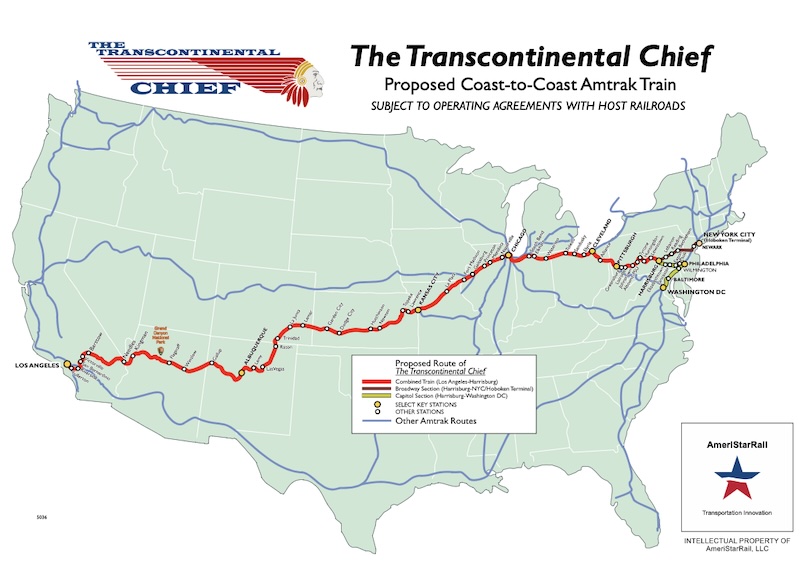 Proposed high-speed rail route would carry big rigs from New York to L.A. in three days