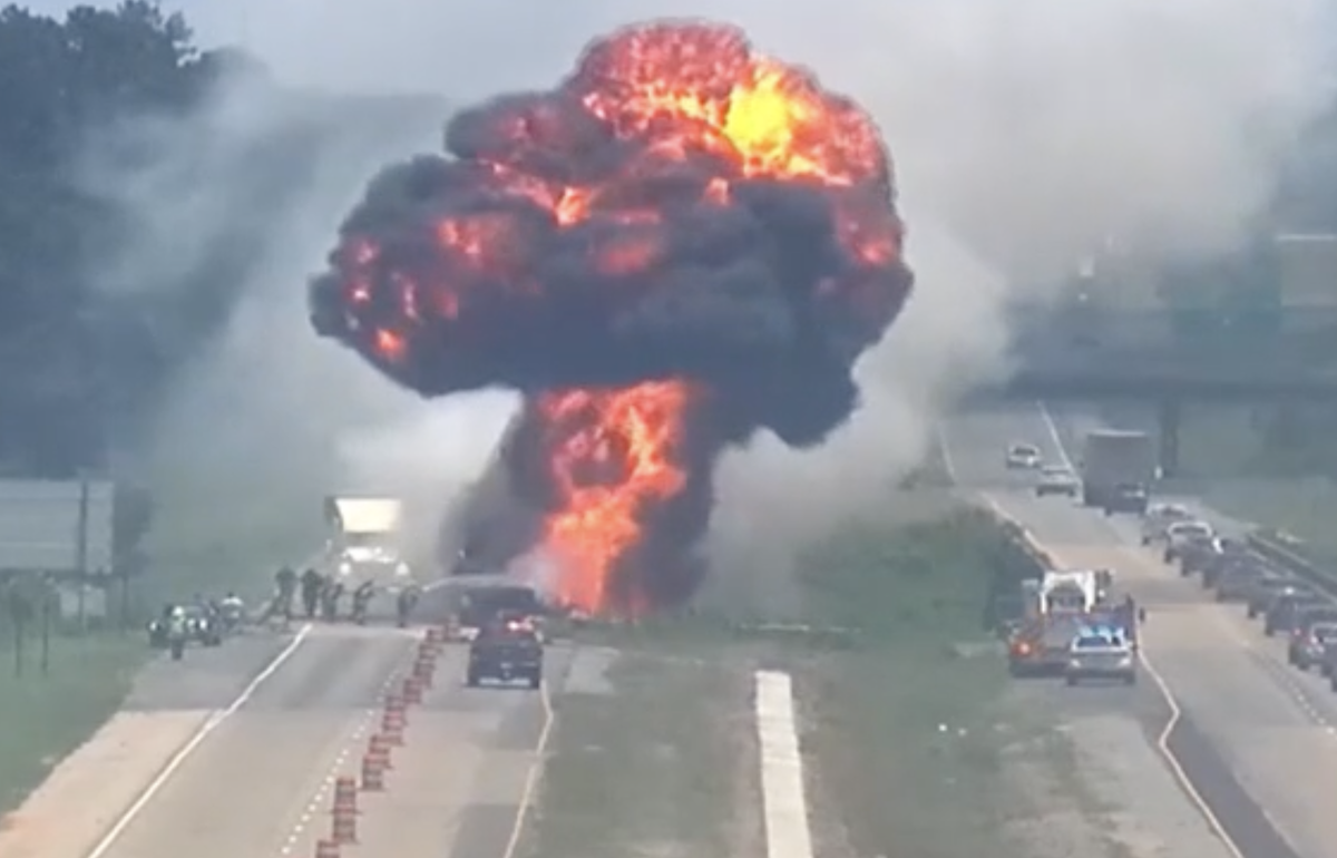 MDOT camera catches moment tractor trailer actually exploded after multi vehicle accident