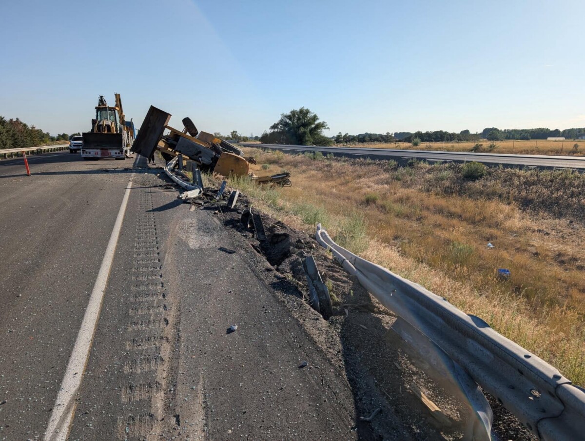 Two semi trucks, both hauling two bulldozers, strike same bridge within minutes, Idaho troopers say