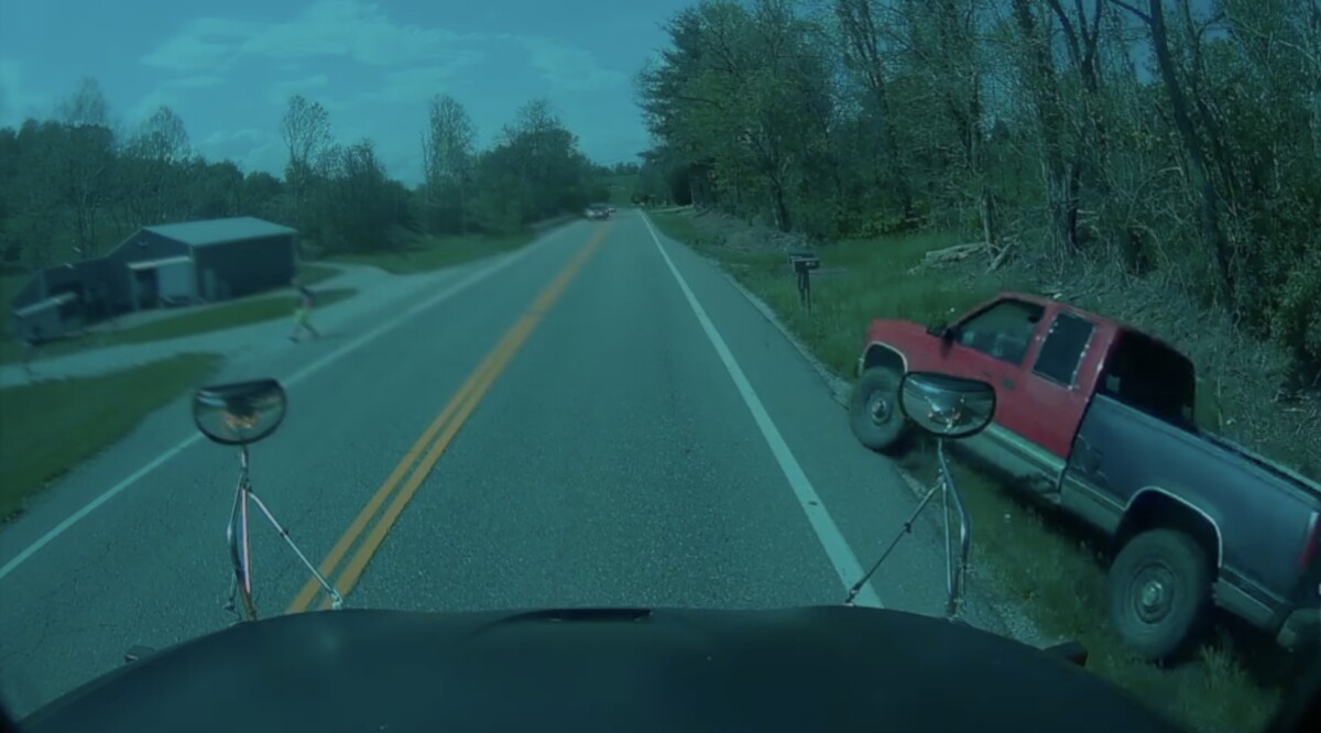 Ohio troopers share dash cam video of pickup’s dangerous off-road school bus pass