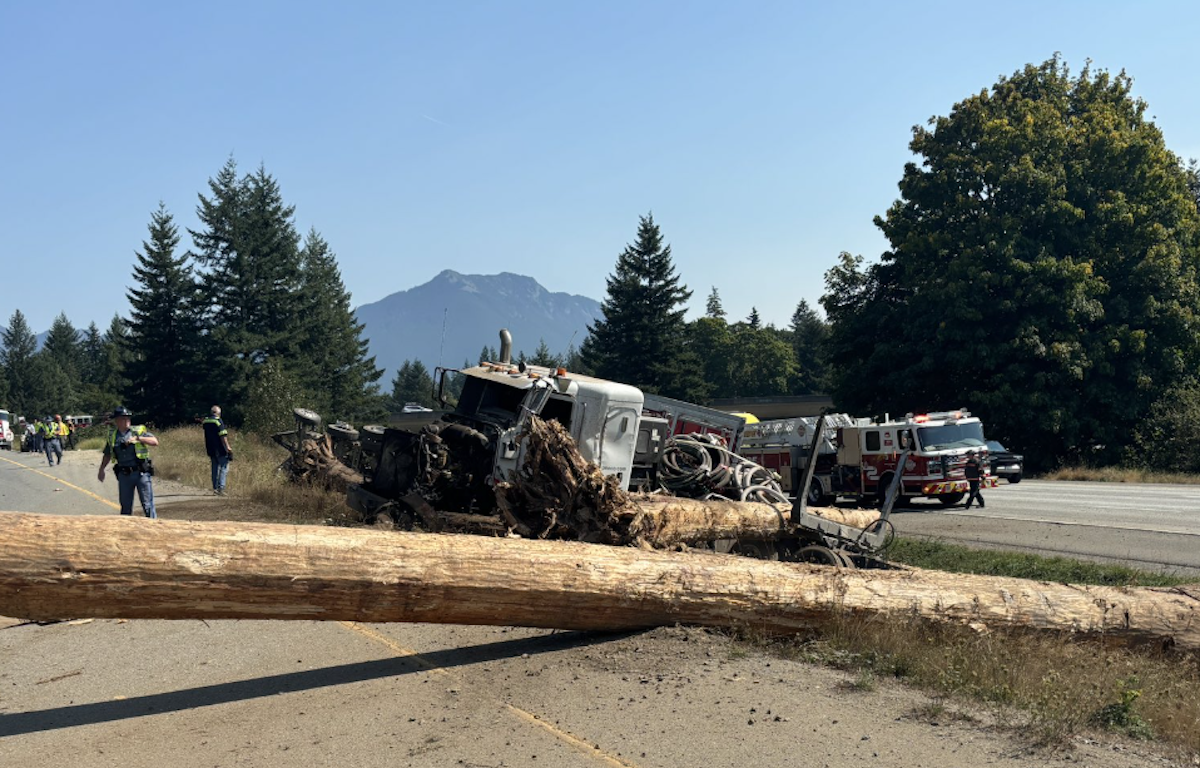 Logging truck driver dead after second rig blows tire, veers into him