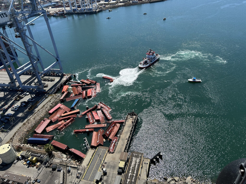 Video catches the moment that 67 shipping containers fall off ship into water at Port of Long Beach