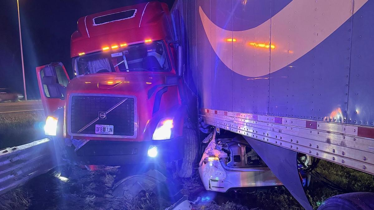Dash cam shows BMW slam into side of tractor trailer in crash that didn’t injure anyone