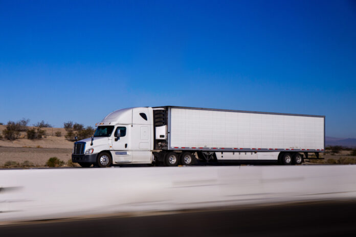 Semi Trucks on the Nevada Highway, USA. Trucking in Nevada , USA