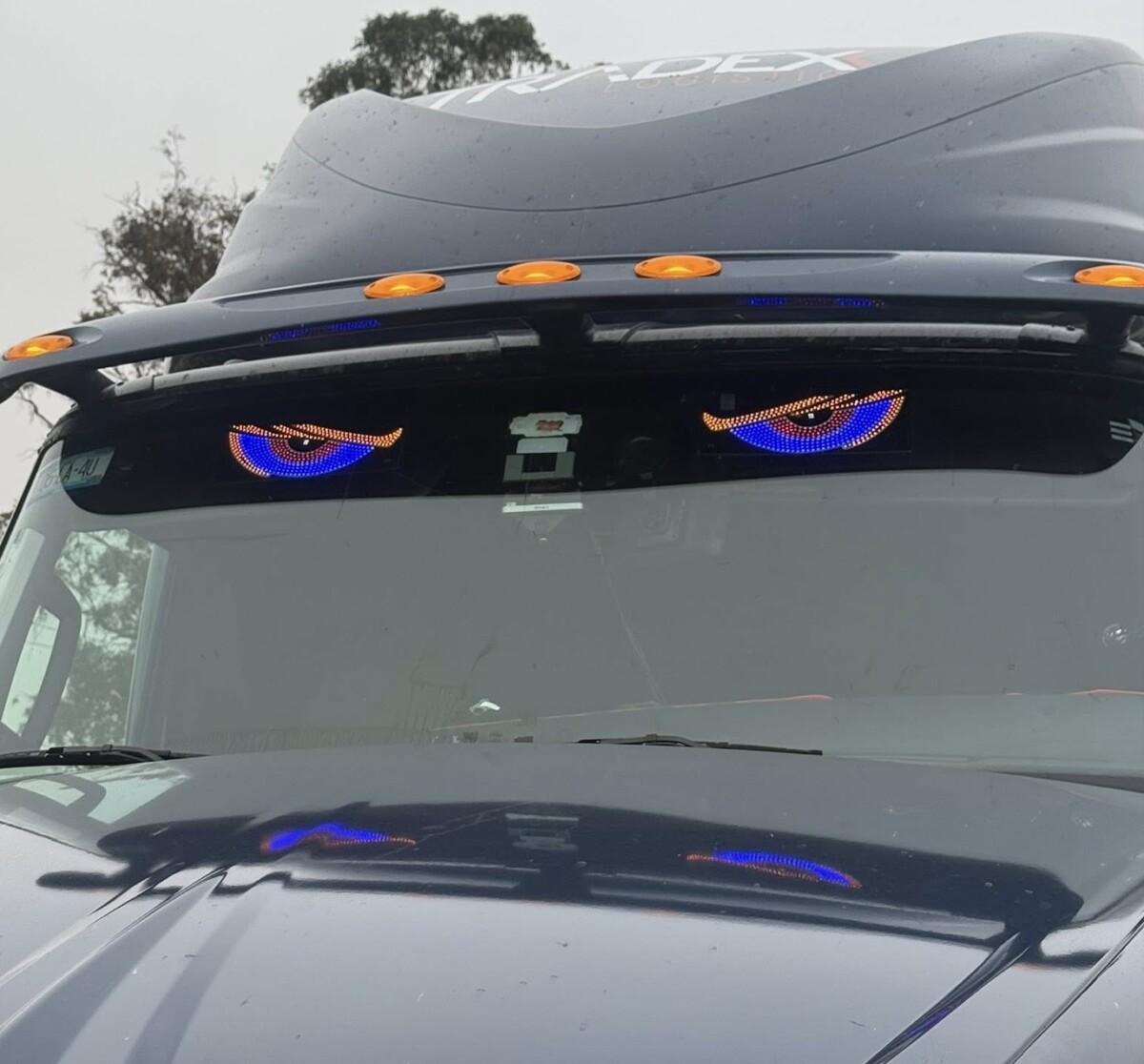 CHP reminds truckers that those ‘angry eyes’ LED windshield lights aren’t road legal