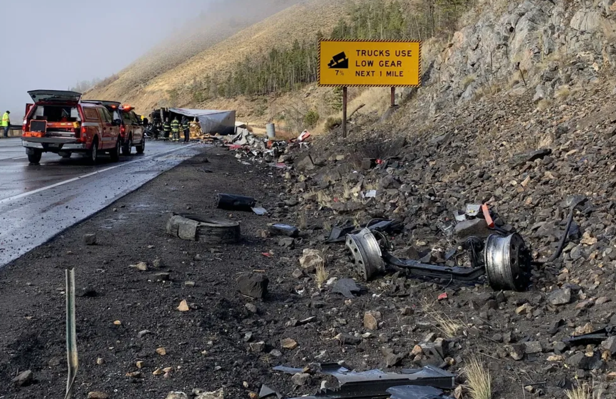 Two adults and one child killed in single semi truck crash off I-70 in Colorado