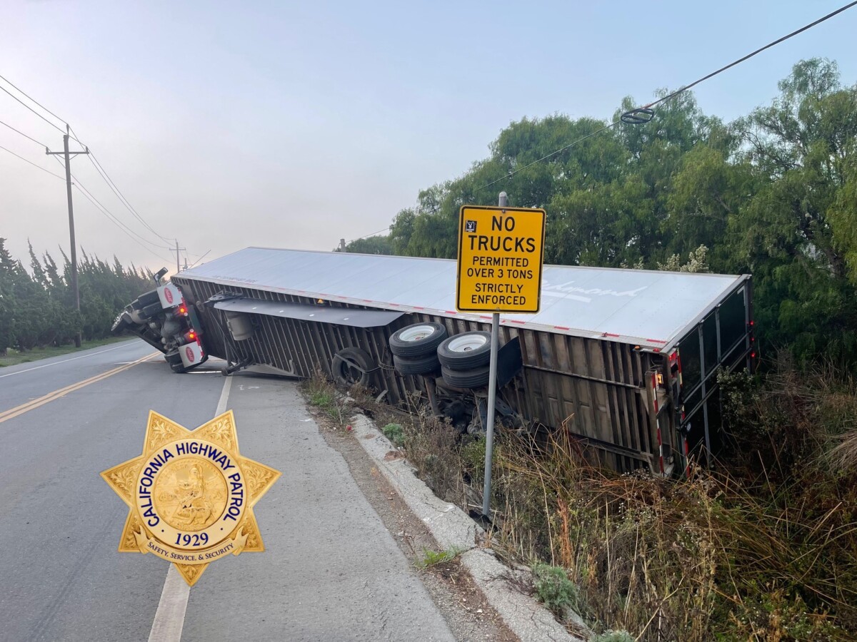 Semi truck driver failed to obey three signs and wound up in ditch, CHP says