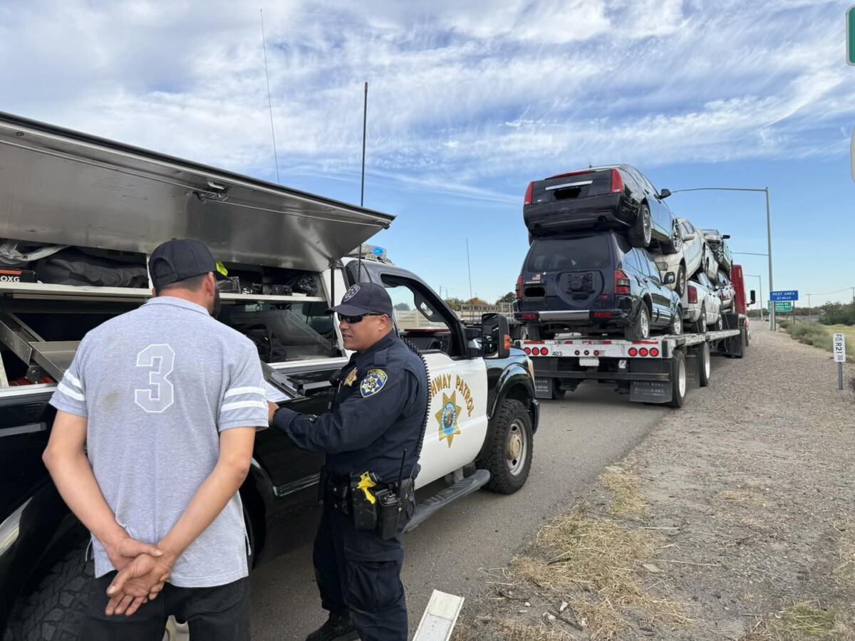 Traffic stop on truck hauling cars results in citation and tow, CHP says