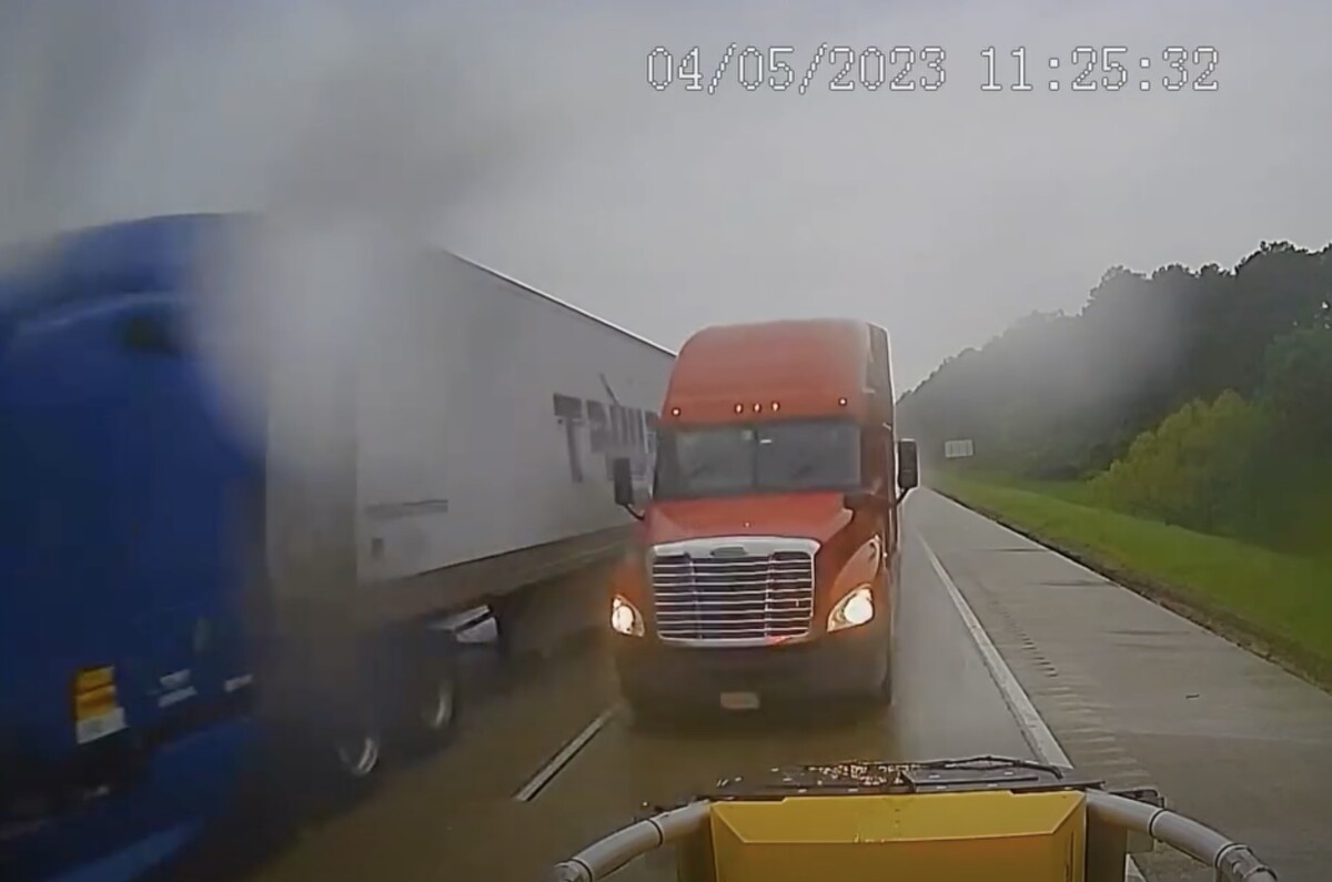 Texas town shares video of big rig colliding with Blocker as part of plea for safer driving