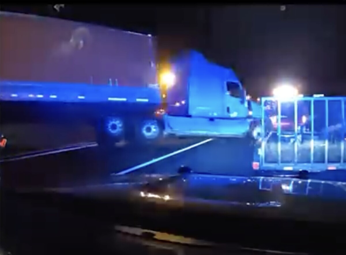 Video shows close call between big rig and Georgia cops caused by car driver who ‘failed to slow’