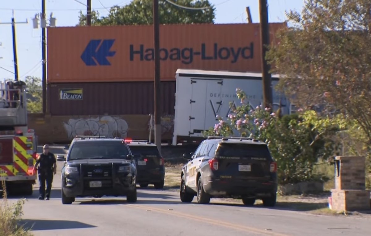 Truck hauling musical instruments to a HS band competition struck by train