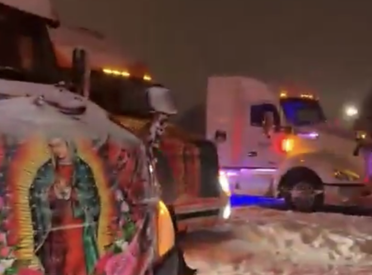 Around 100 semi trucks convoy to Catholic Shrine to kick off Christmas season