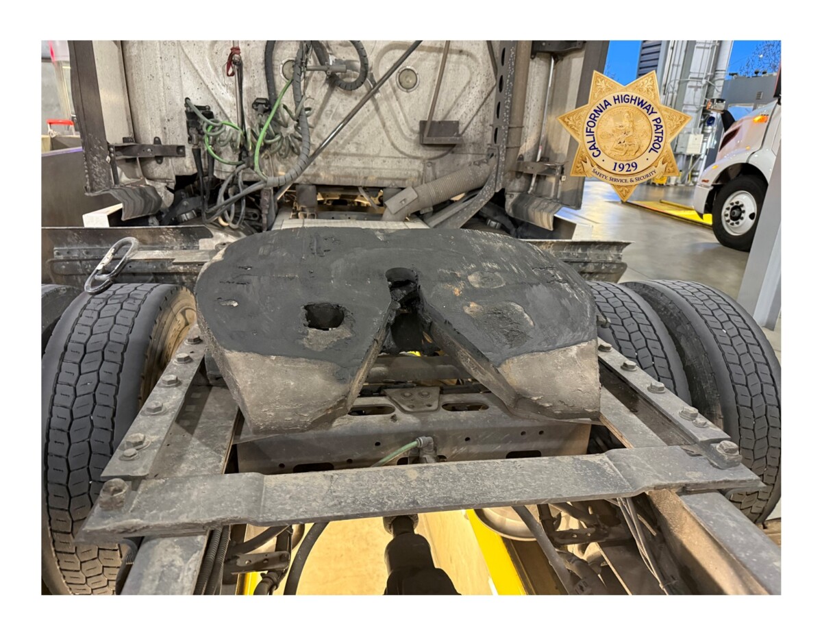 Semi truck out-of-service after CHP finds ‘serious defect’ on fifth wheel plate