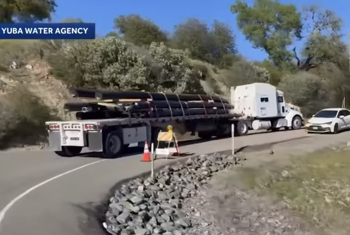 Trucker reunited with rig after mudslide washes out road