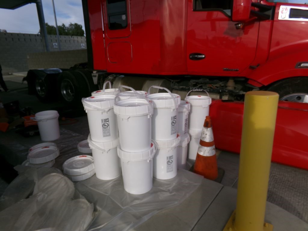 Officers extract 944 pounds of meth from semi  truck fuel tank at California cargo facility