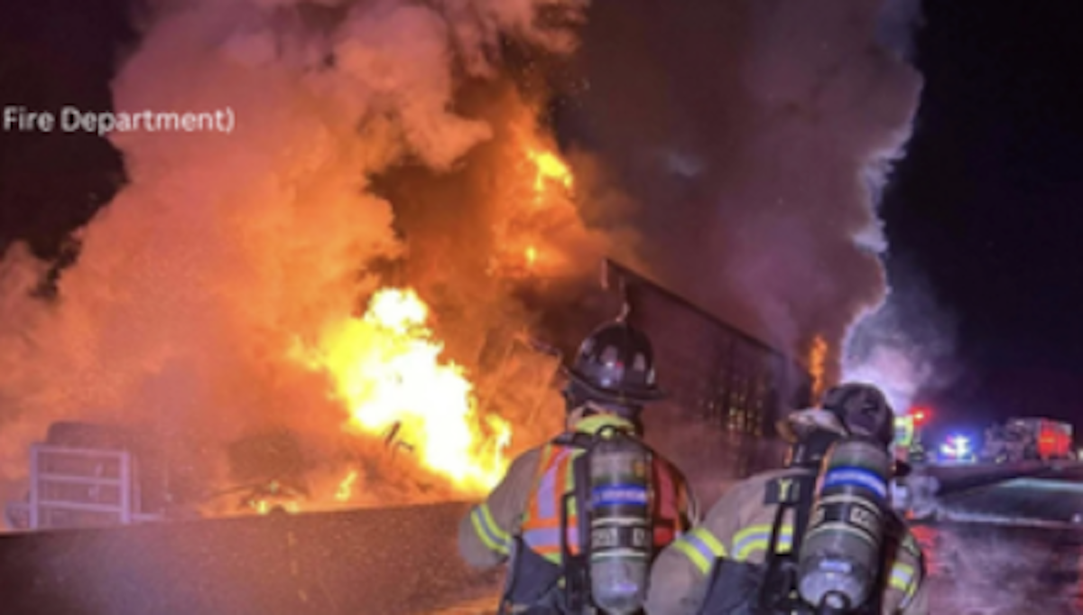 80-year-old motorist was drunk and high when he went “pinballing” between three semi trucks, police say