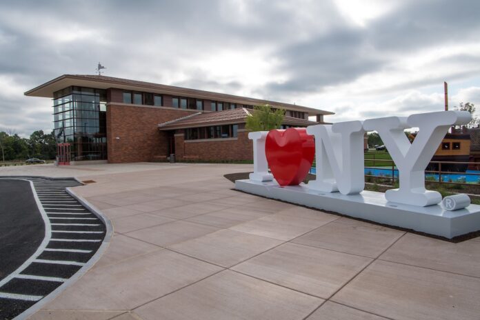 Image of sign in front of Western NY Welcome Center