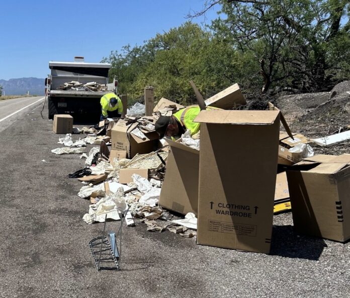 AZDPS photo of trash dumped along I-10
