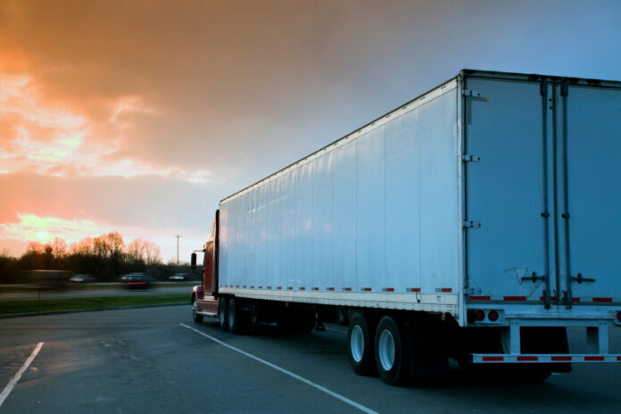 Truck parked at rest area