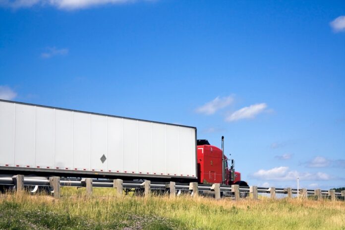 Semi Truck on the road - Wisconsin.