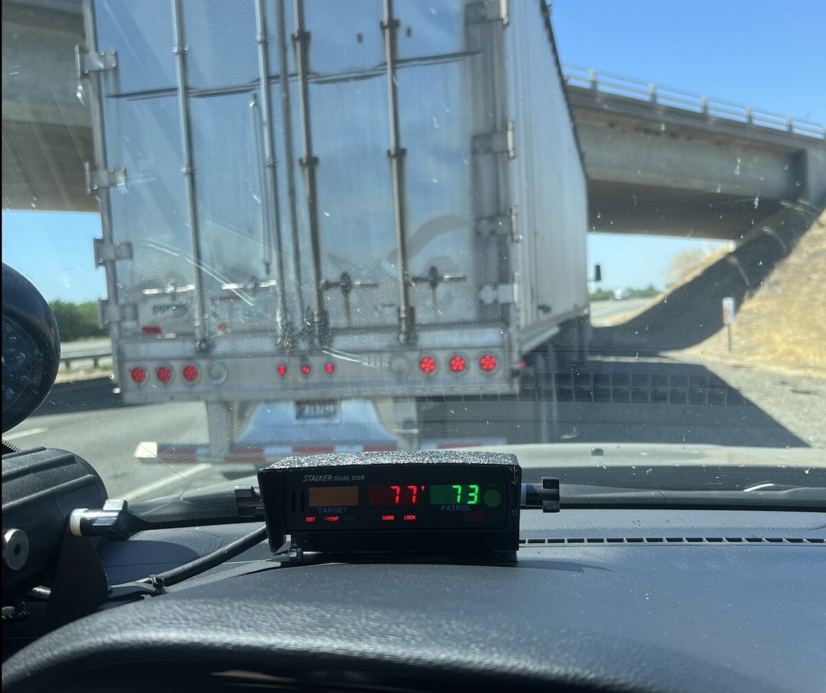 CHP knocked trucker out-of-service for double digit violation of California’s 55 MPH truck speed limit